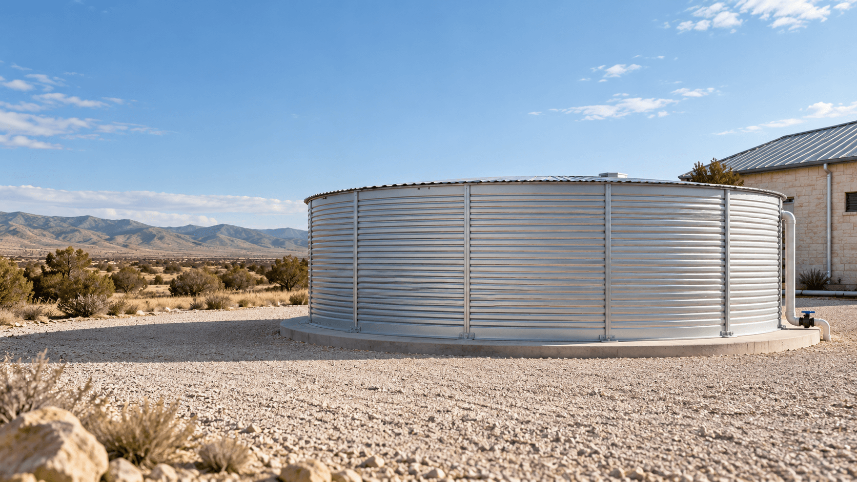 نظام خزان تخزين فولاذي مصنّع مع قواعد دعم (سكيد)