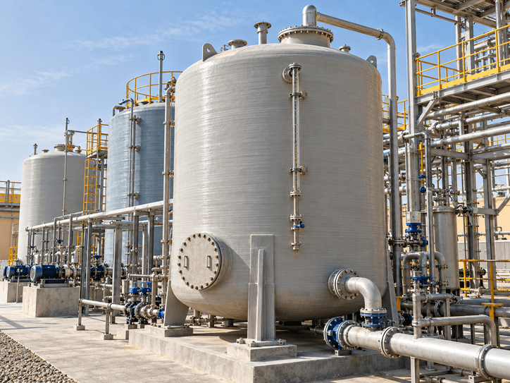 FRP GRP fibreglass storage tank system manufactured by Falcon Technologies in Saudi Arabia